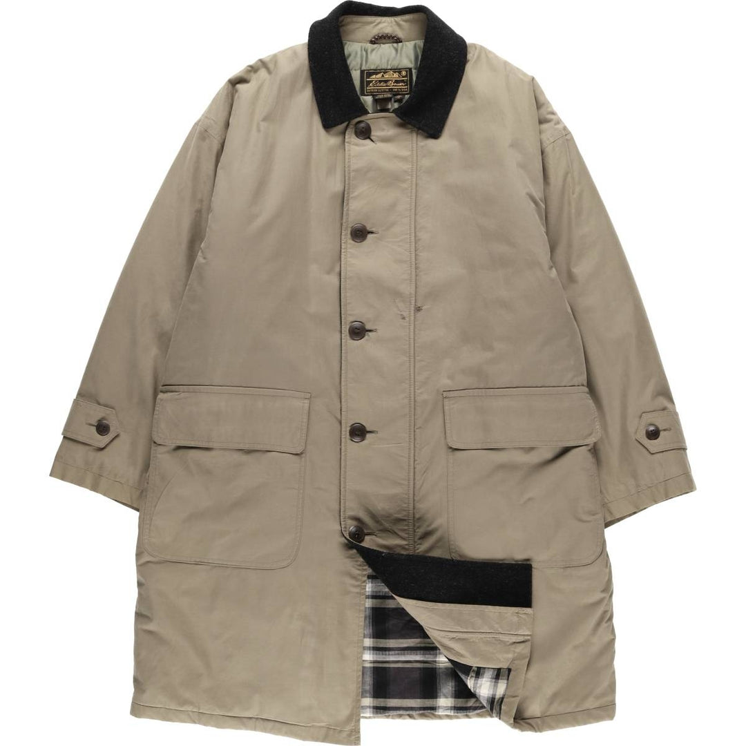 Vintage 80s-90'S Eddie Bauer padded cotton long coat, black tag, made in USA, men's size M. cotton Beige type Vintage Second Hand