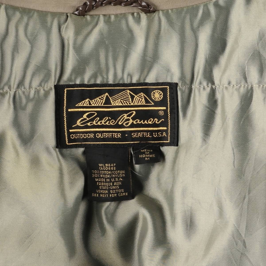 Vintage 80s-90'S Eddie Bauer padded cotton long coat, black tag, made in USA, men's size M. cotton Beige type Vintage Second Hand