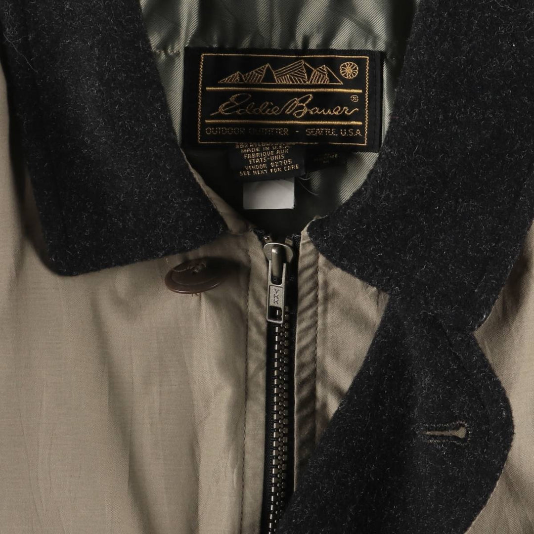 Vintage 80s-90'S Eddie Bauer padded cotton long coat, black tag, made in USA, men's size M. cotton Beige type Vintage Second Hand