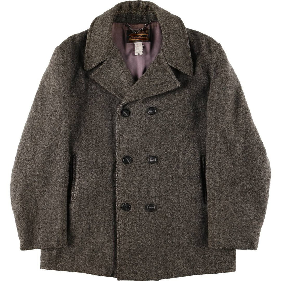 Vintage 1970'S Eddie Bauer peacoat with black tag, made in the USA, size L. wool gray type Vintage Second Hand