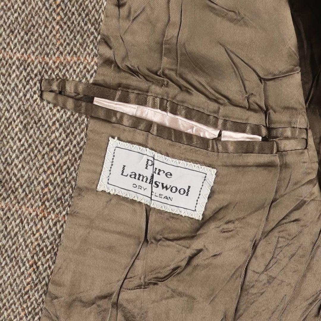 Aquascutum Check Pattern Wool Long Coat, Made in England, Men's Size M, Vintage wool Beige type Vintage Second Hand