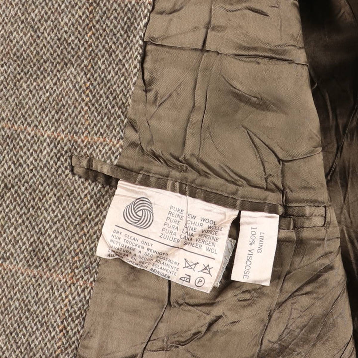 Aquascutum Check Pattern Wool Long Coat, Made in England, Men's Size M, Vintage wool Beige type Vintage Second Hand