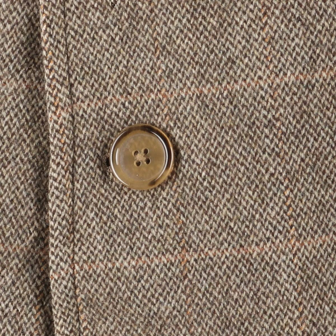 Aquascutum Check Pattern Wool Long Coat, Made in England, Men's Size M, Vintage wool Beige type Vintage Second Hand