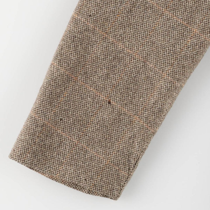 Aquascutum Check Pattern Wool Long Coat, Made in England, Men's Size M, Vintage wool Beige type Vintage Second Hand