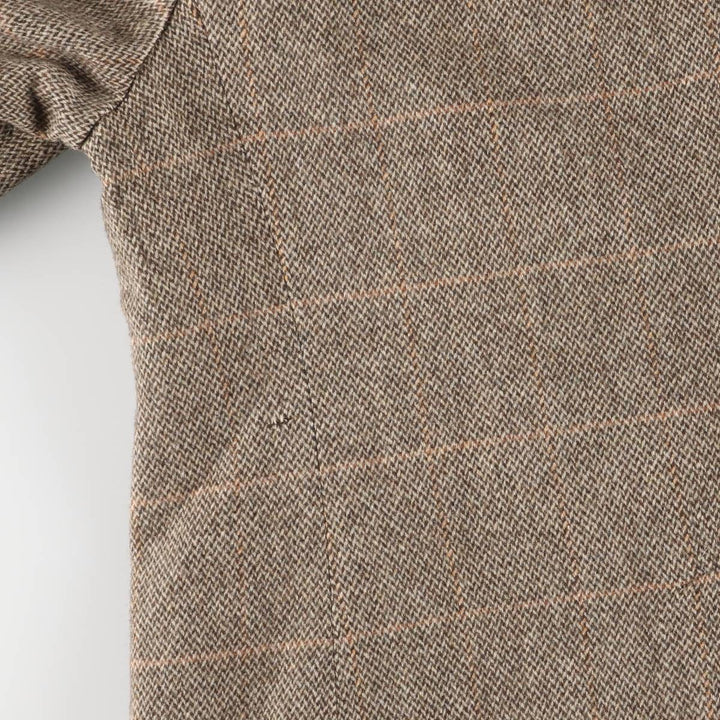 Aquascutum Check Pattern Wool Long Coat, Made in England, Men's Size M, Vintage wool Beige type Vintage Second Hand