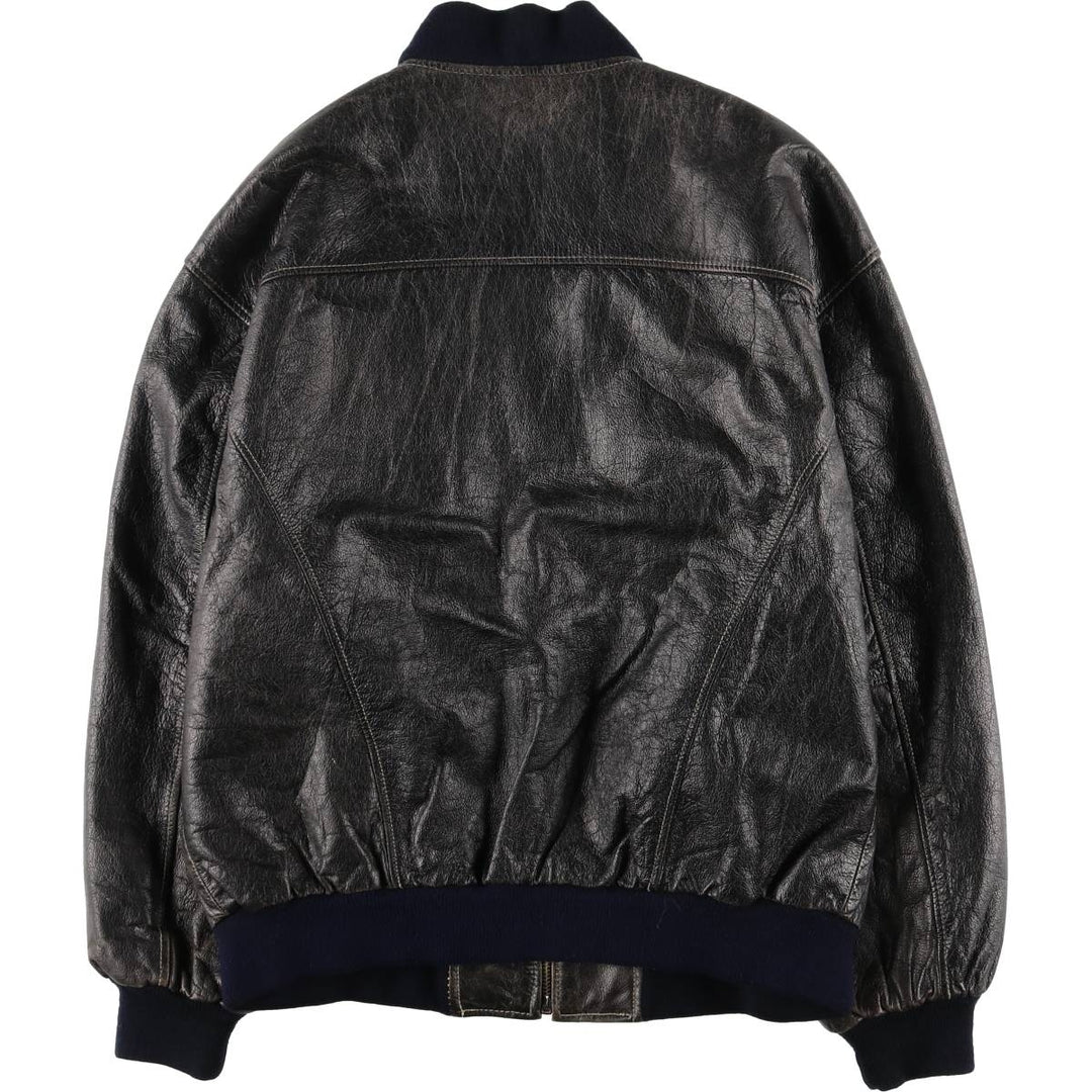 KILLER LOOP Padded Leather Blouson, Men's Size L, Vintage genuine leather black type Vintage Second Hand