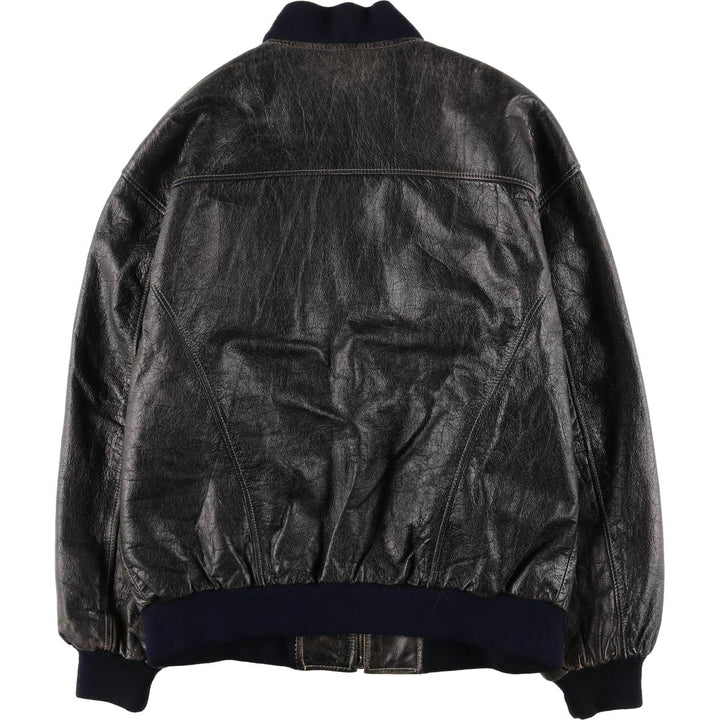 KILLER LOOP Padded Leather Blouson, Men's Size L, Vintage genuine leather black type Vintage Second Hand