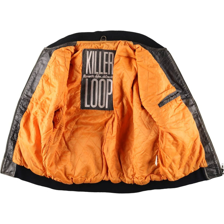KILLER LOOP Padded Leather Blouson, Men's Size L, Vintage genuine leather black type Vintage Second Hand