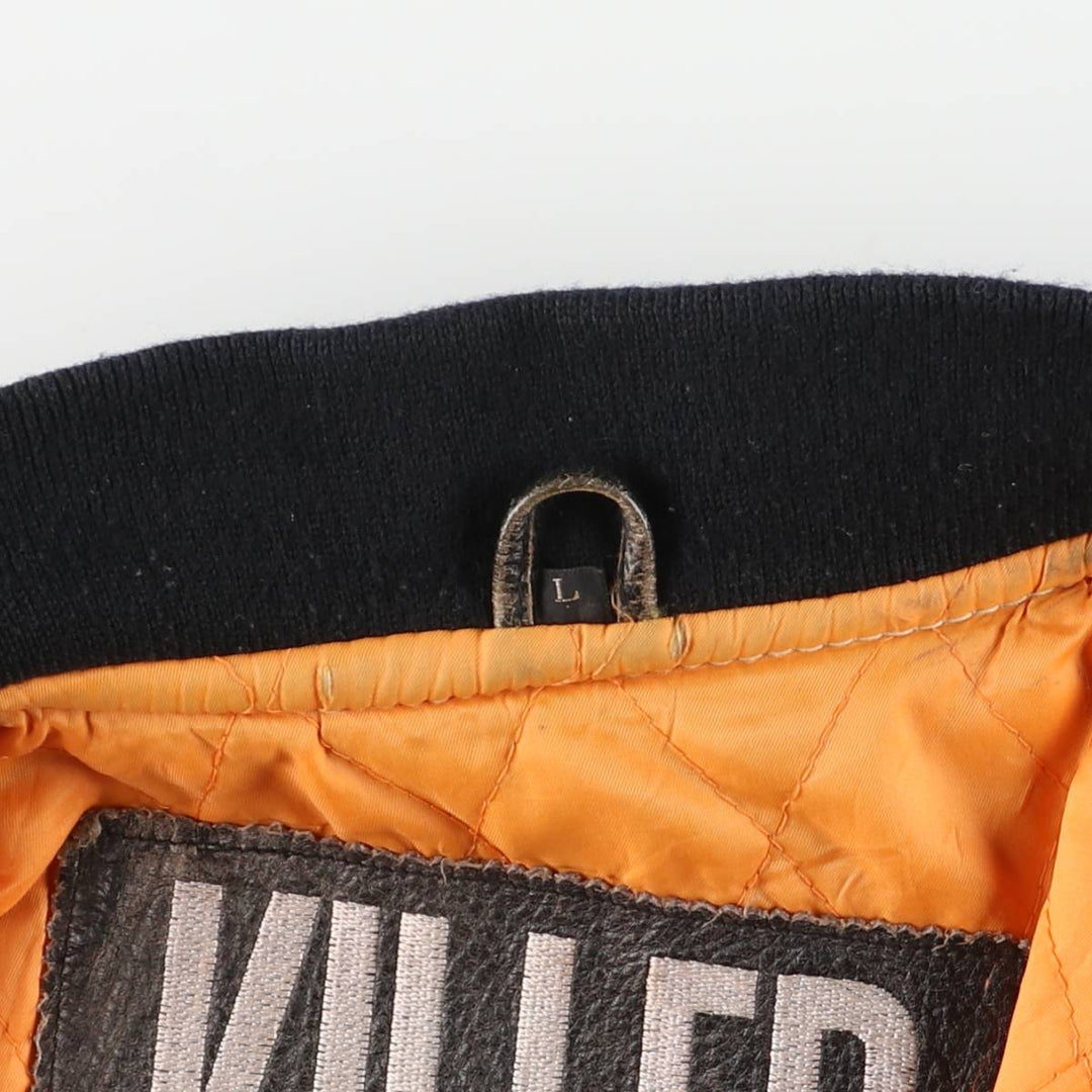 KILLER LOOP Padded Leather Blouson, Men's Size L, Vintage genuine leather black type Vintage Second Hand