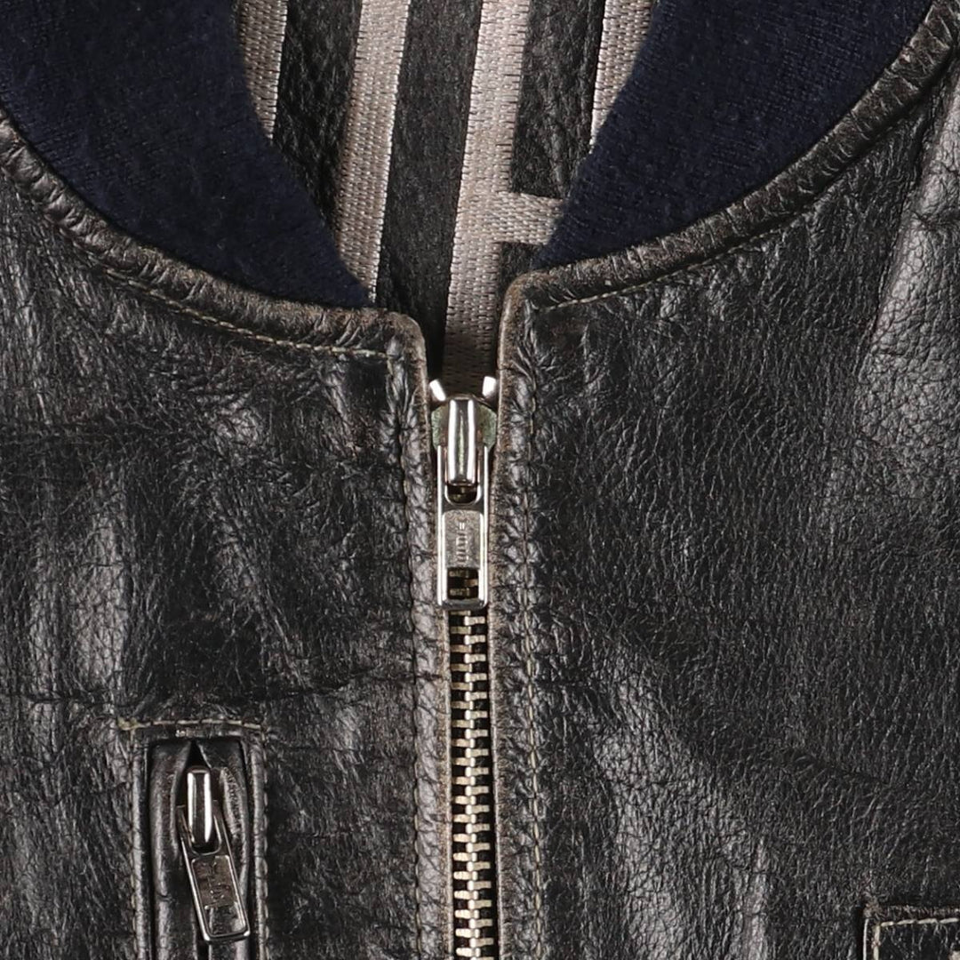 KILLER LOOP Padded Leather Blouson, Men's Size L, Vintage genuine leather black type Vintage Second Hand