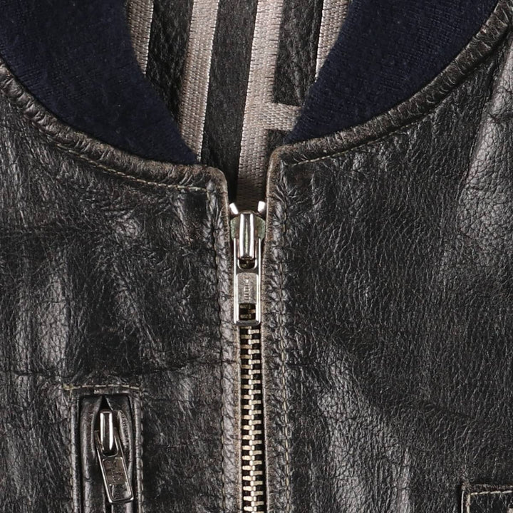 KILLER LOOP Padded Leather Blouson, Men's Size L, Vintage genuine leather black type Vintage Second Hand