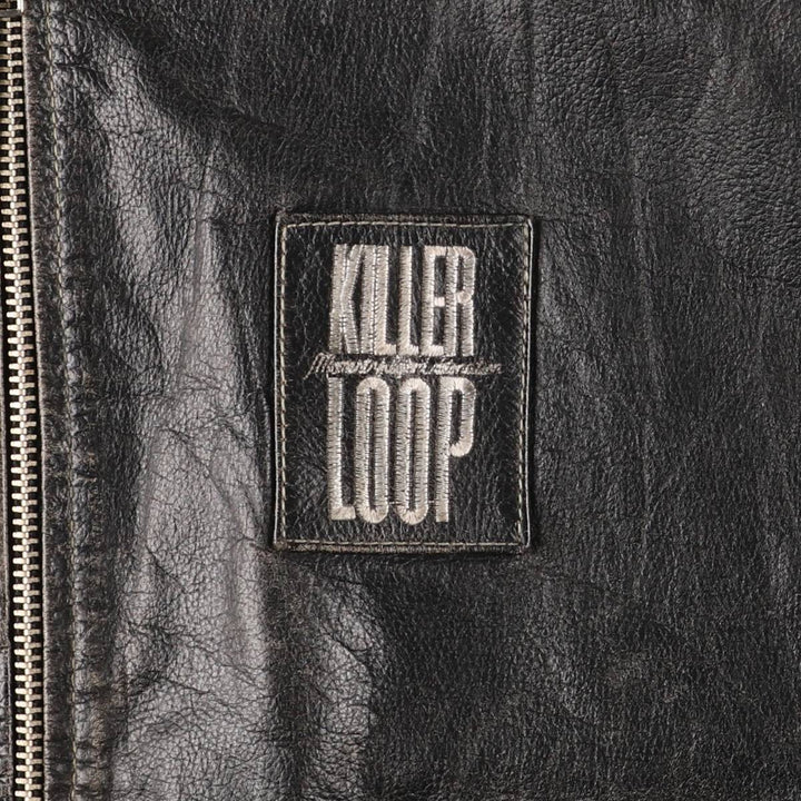 KILLER LOOP Padded Leather Blouson, Men's Size L, Vintage genuine leather black type Vintage Second Hand