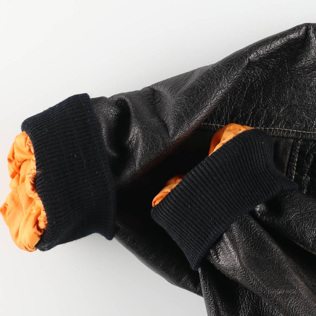 KILLER LOOP Padded Leather Blouson, Men's Size L, Vintage genuine leather black type Vintage Second Hand