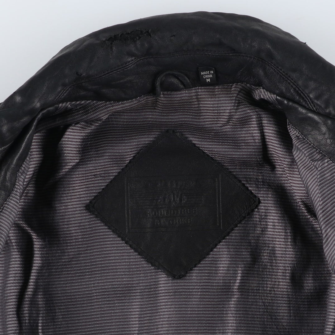 ROUNDTREE AND YORKE Leather Jacket, Men's Size M Genuine Leather Lamb Leather black type Vintage Second Hand