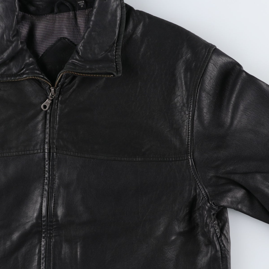 ROUNDTREE AND YORKE Leather Jacket, Men's Size M Genuine Leather Lamb Leather black type Vintage Second Hand