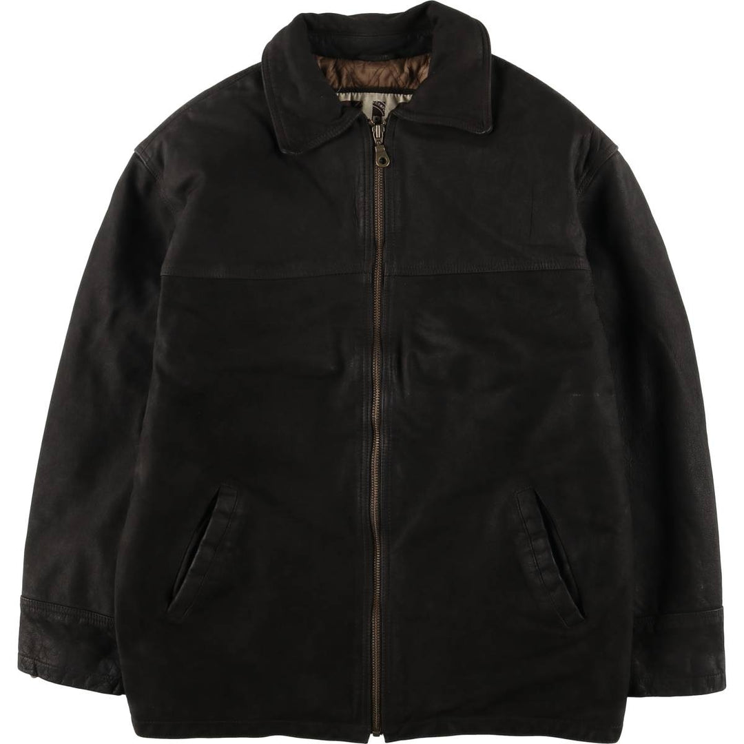 SKIPEER Swing Top Padded Leather Blouson, Men's Size L Genuine Leather Cowhide black type Vintage Second Hand