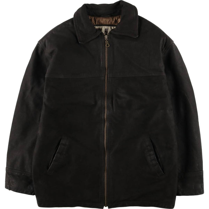 SKIPEER Swing Top Padded Leather Blouson, Men's Size L Genuine Leather Cowhide black type Vintage Second Hand