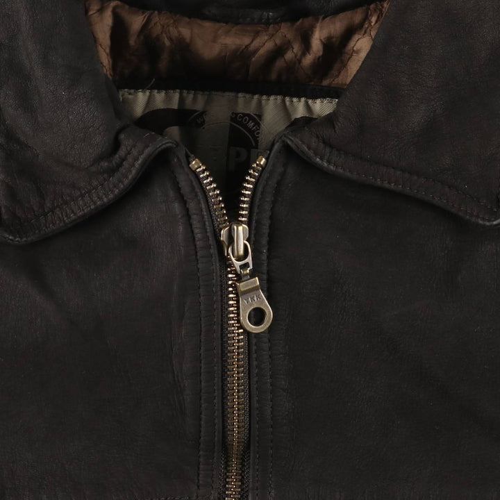 SKIPEER Swing Top Padded Leather Blouson, Men's Size L Genuine Leather Cowhide black type Vintage Second Hand