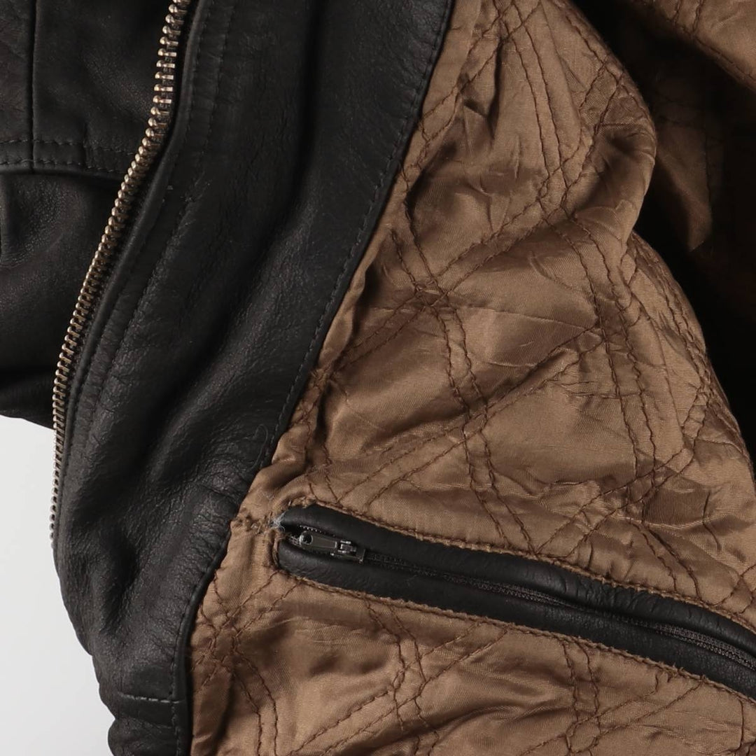 SKIPEER Swing Top Padded Leather Blouson, Men's Size L Genuine Leather Cowhide black type Vintage Second Hand