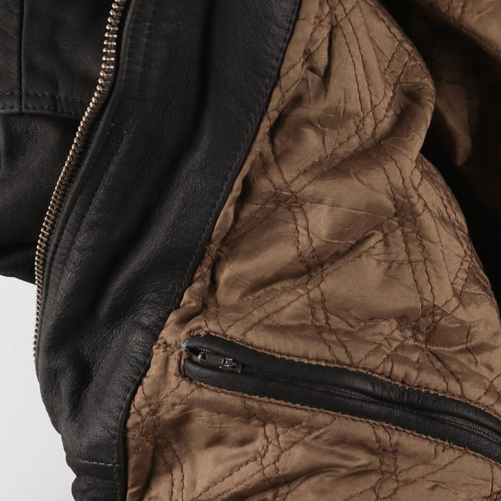 SKIPEER Swing Top Padded Leather Blouson, Men's Size L Genuine Leather Cowhide black type Vintage Second Hand