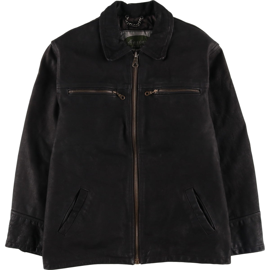 Marian Swing-Top Leather Blouson, Men's Size L, Vintage genuine leather black type Vintage Second Hand