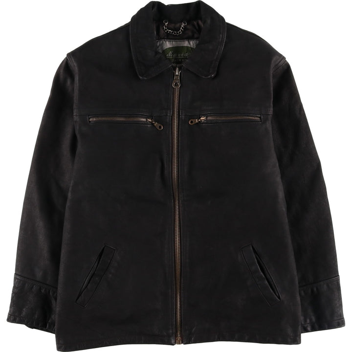 Marian Swing-Top Leather Blouson, Men's Size L, Vintage genuine leather black type Vintage Second Hand