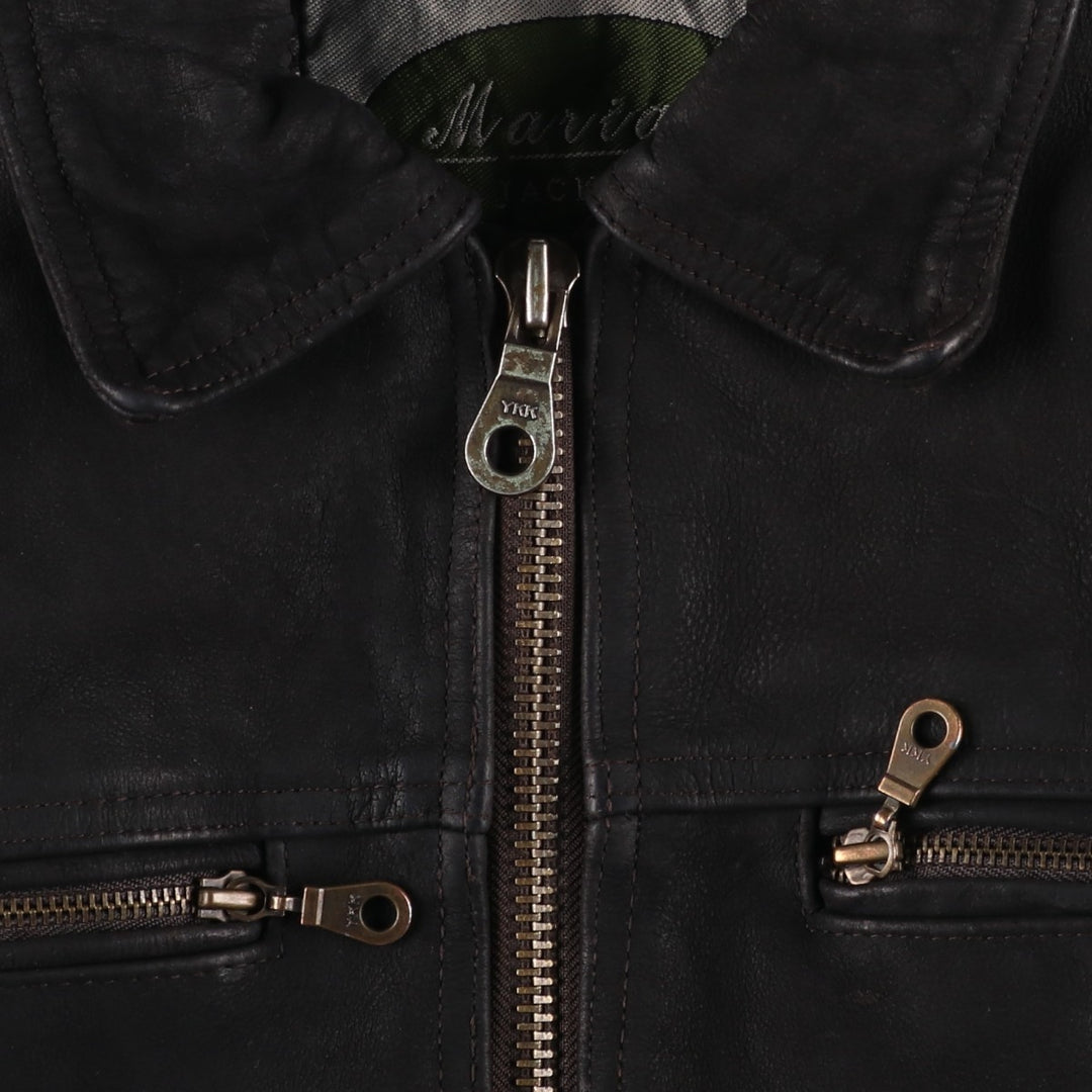 Marian Swing-Top Leather Blouson, Men's Size L, Vintage genuine leather black type Vintage Second Hand