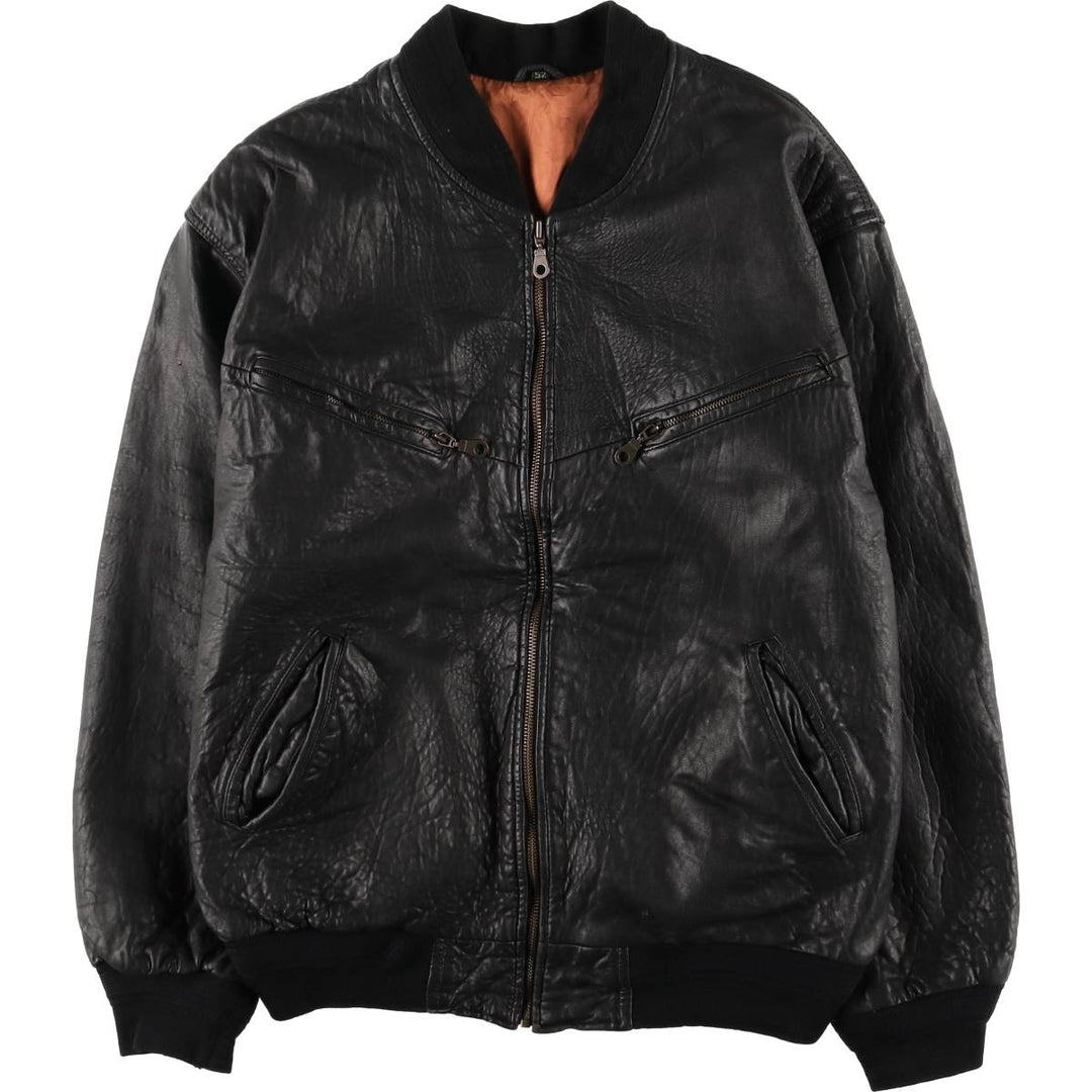 Vintage DANIELS leather jacket, men's size XL genuine leather black type Vintage Second Hand