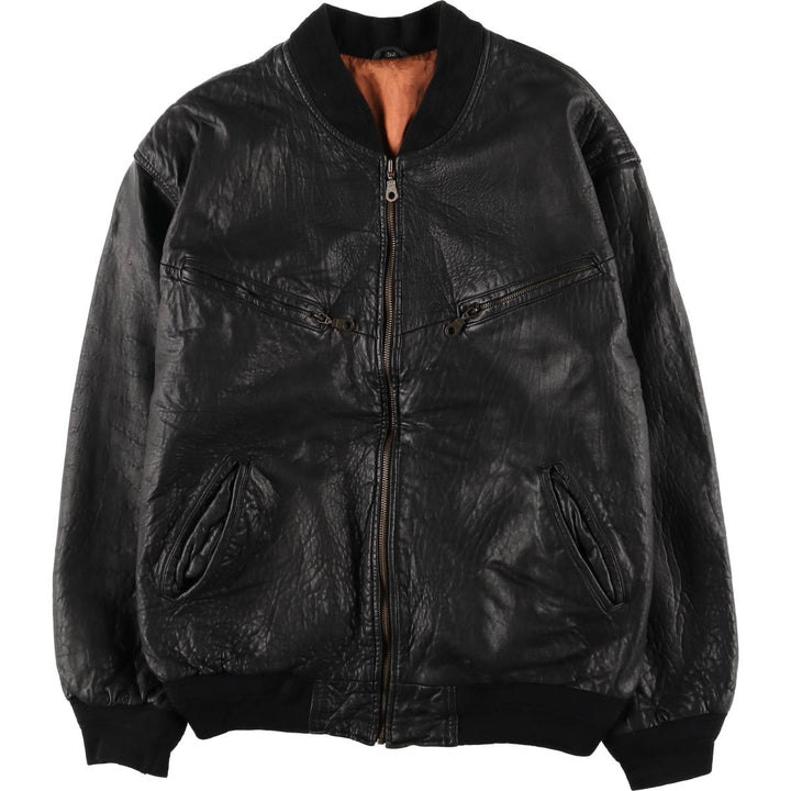 Vintage DANIELS leather jacket, men's size XL genuine leather black type Vintage Second Hand