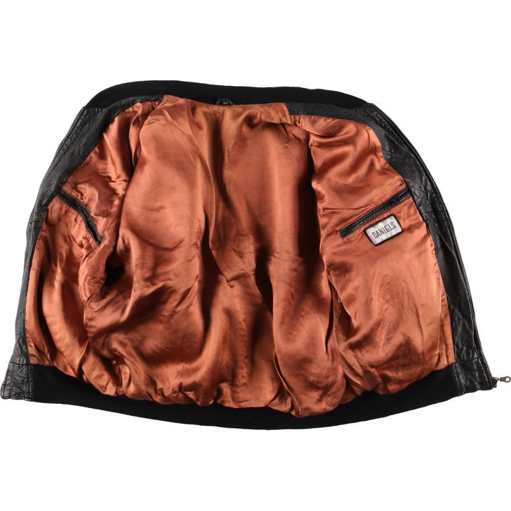 Vintage DANIELS leather jacket, men's size XL genuine leather black type Vintage Second Hand