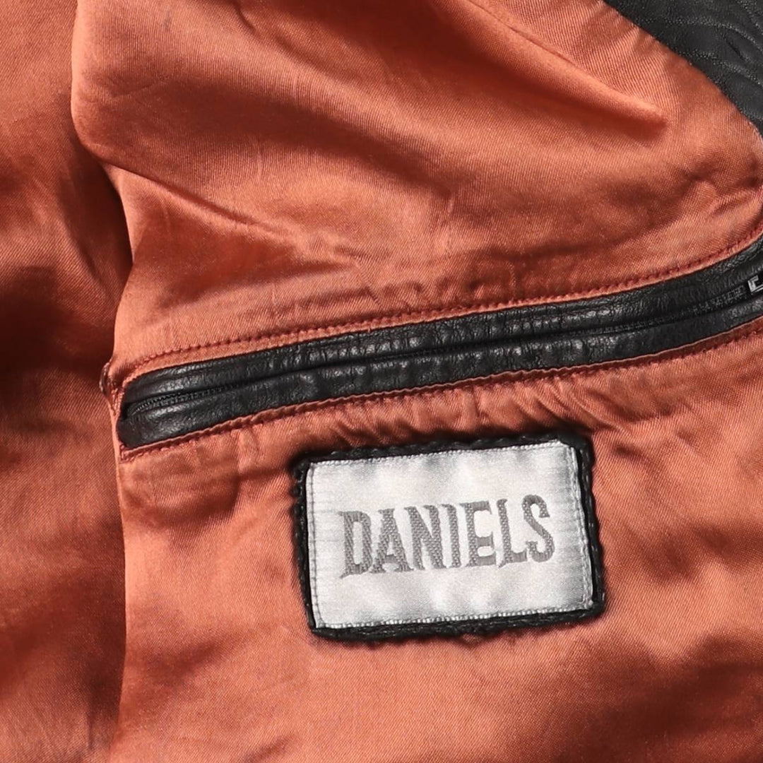 Vintage DANIELS leather jacket, men's size XL genuine leather black type Vintage Second Hand