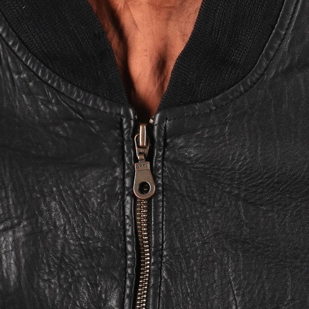 Vintage DANIELS leather jacket, men's size XL genuine leather black type Vintage Second Hand