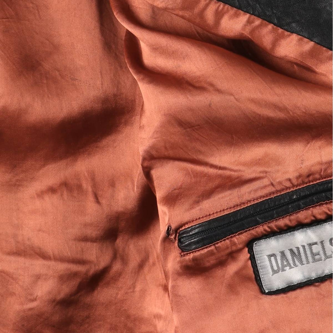 Vintage DANIELS leather jacket, men's size XL genuine leather black type Vintage Second Hand