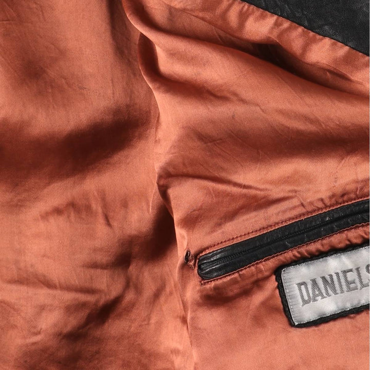 Vintage DANIELS leather jacket, men's size XL genuine leather black type Vintage Second Hand