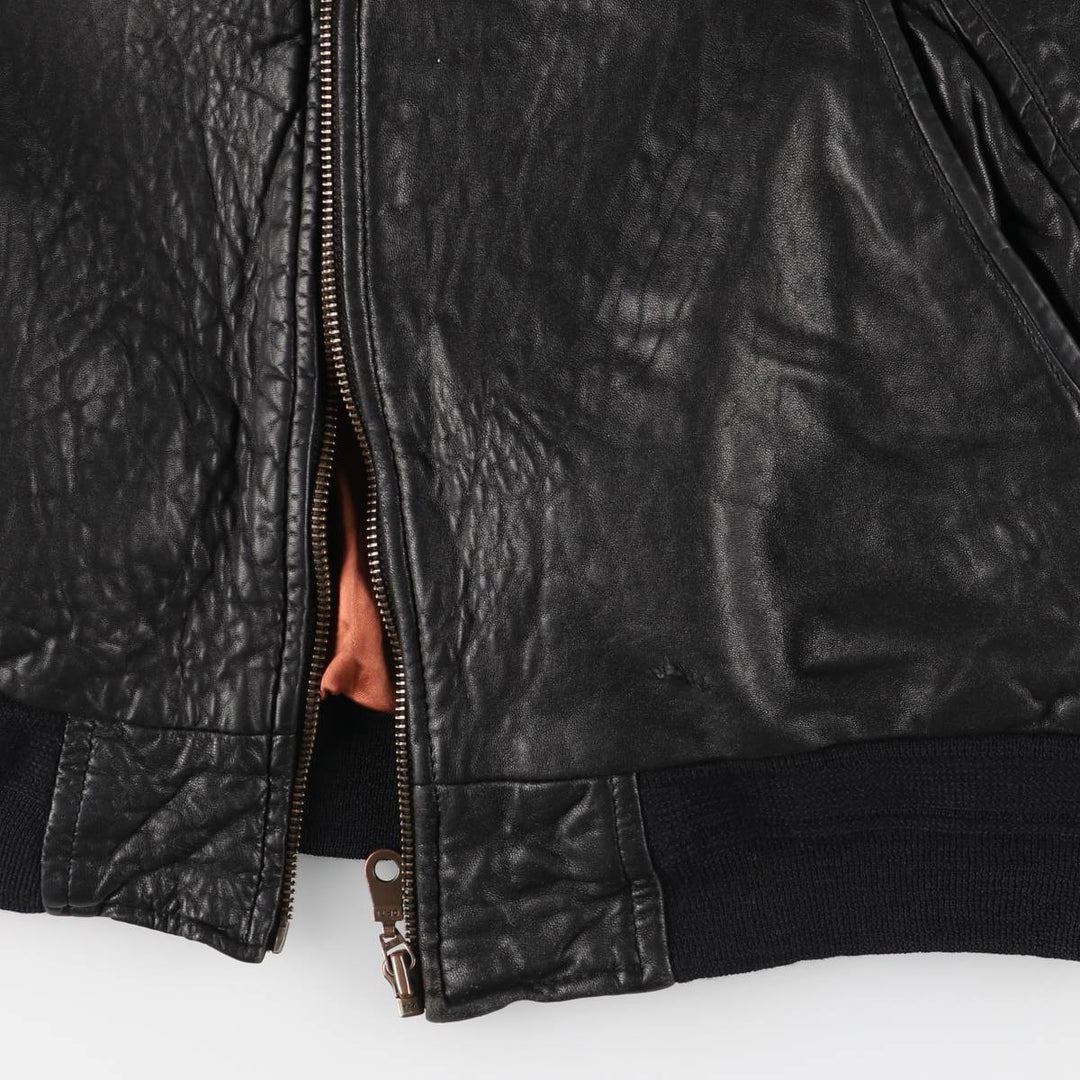 Vintage DANIELS leather jacket, men's size XL genuine leather black type Vintage Second Hand