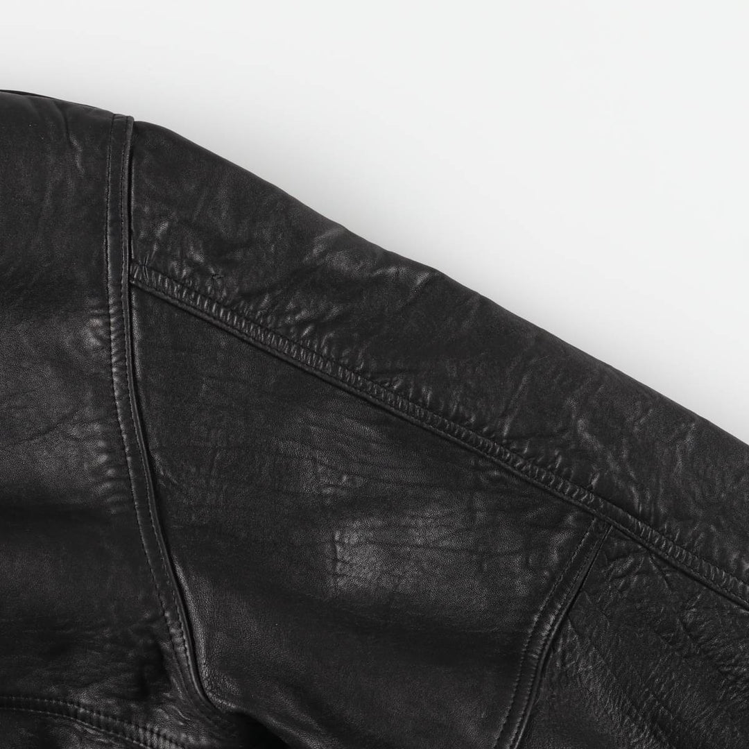 Vintage DANIELS leather jacket, men's size XL genuine leather black type Vintage Second Hand