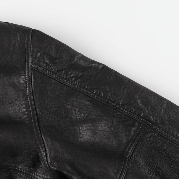 Vintage DANIELS leather jacket, men's size XL genuine leather black type Vintage Second Hand