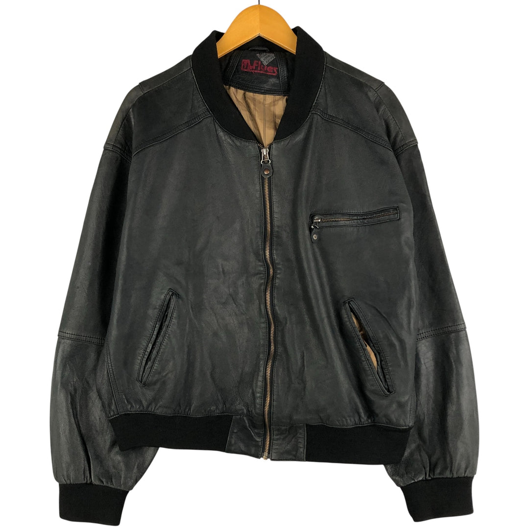 M.Flues Leather Blouson, Men's XL, Vintage genuine leather black type Vintage Second Hand