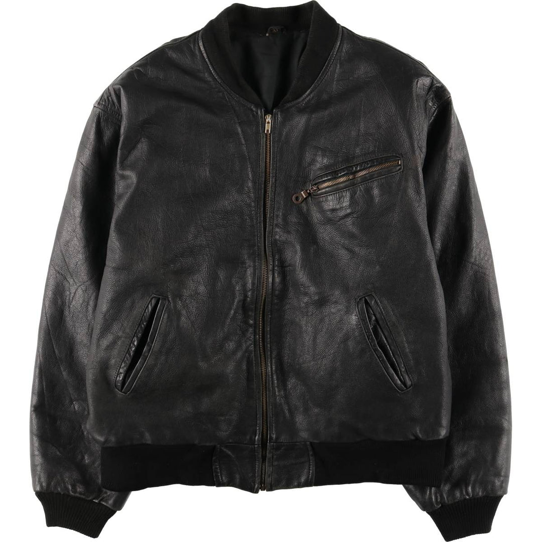 Padded leather blouson, men's size XL unclear black type Vintage Second Hand