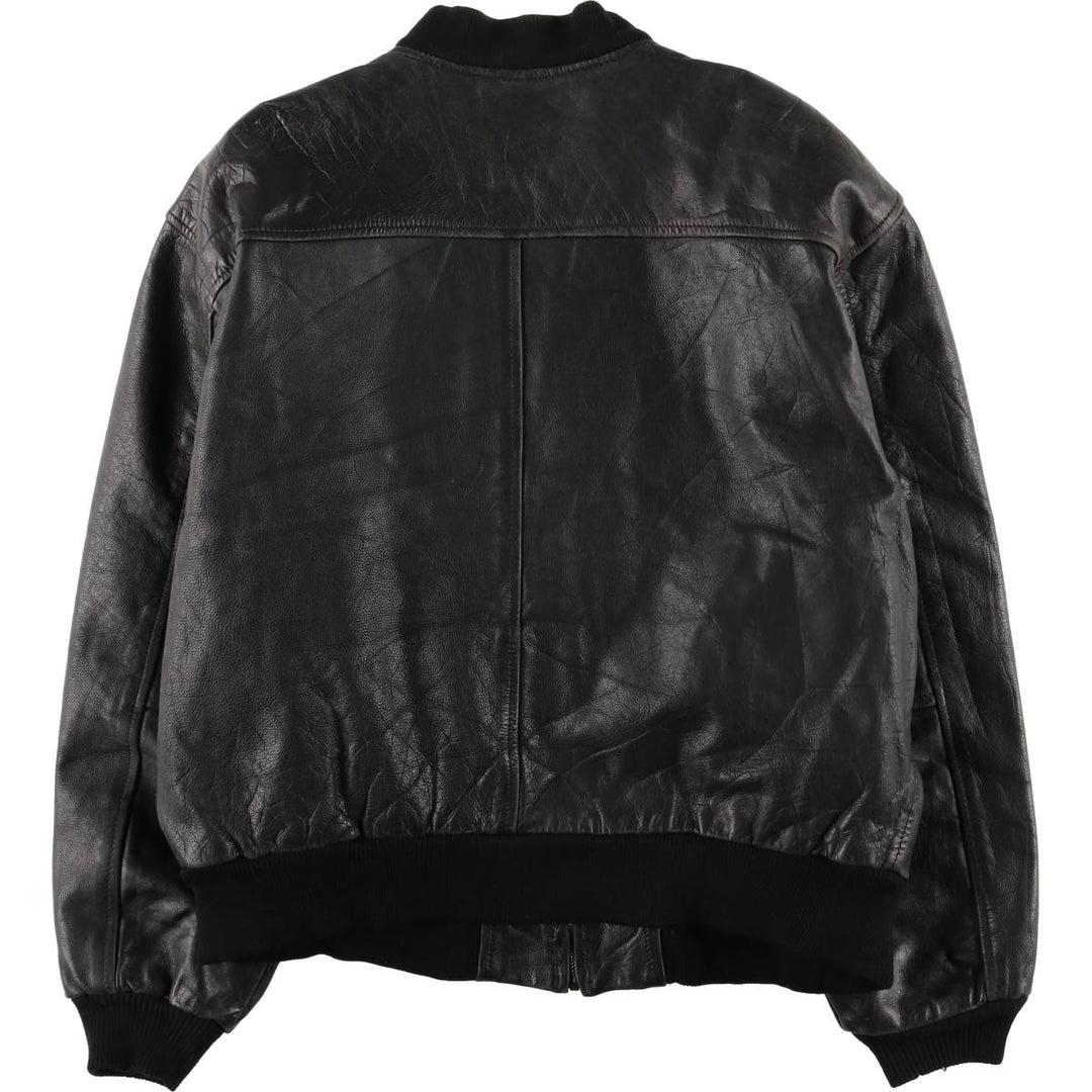 Padded leather blouson, men's size XL unclear black type Vintage Second Hand