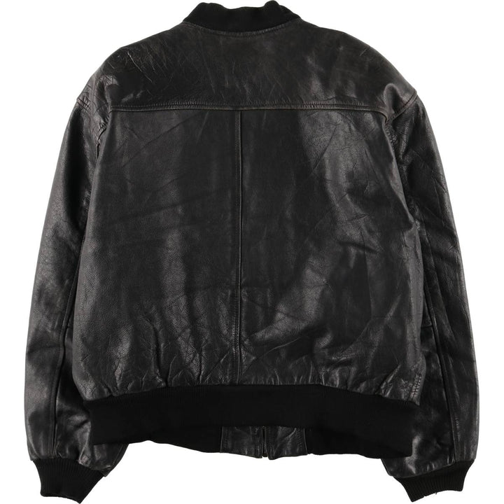 Padded leather blouson, men's size XL unclear black type Vintage Second Hand