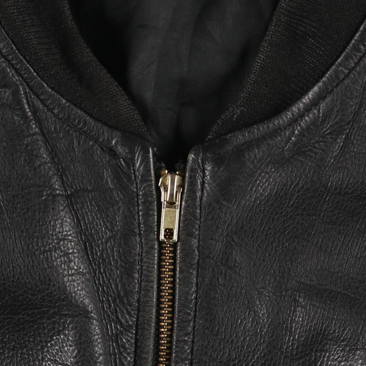 Padded leather blouson, men's size XL unclear black type Vintage Second Hand