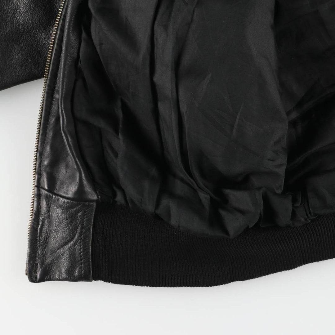 Padded leather blouson, men's size XL unclear black type Vintage Second Hand