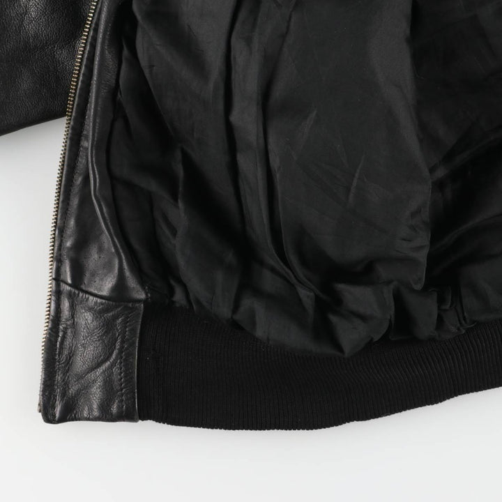 Padded leather blouson, men's size XL unclear black type Vintage Second Hand