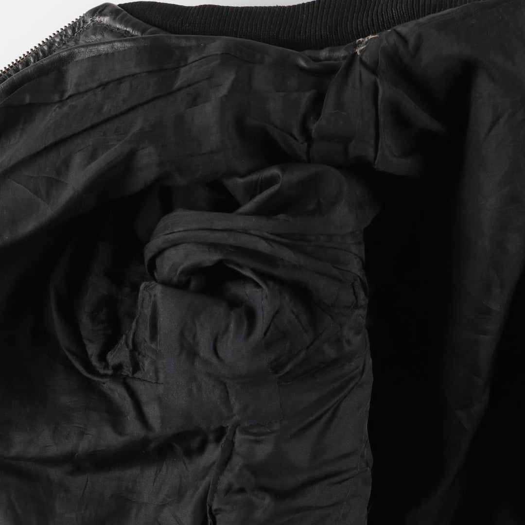 Padded leather blouson, men's size XL unclear black type Vintage Second Hand