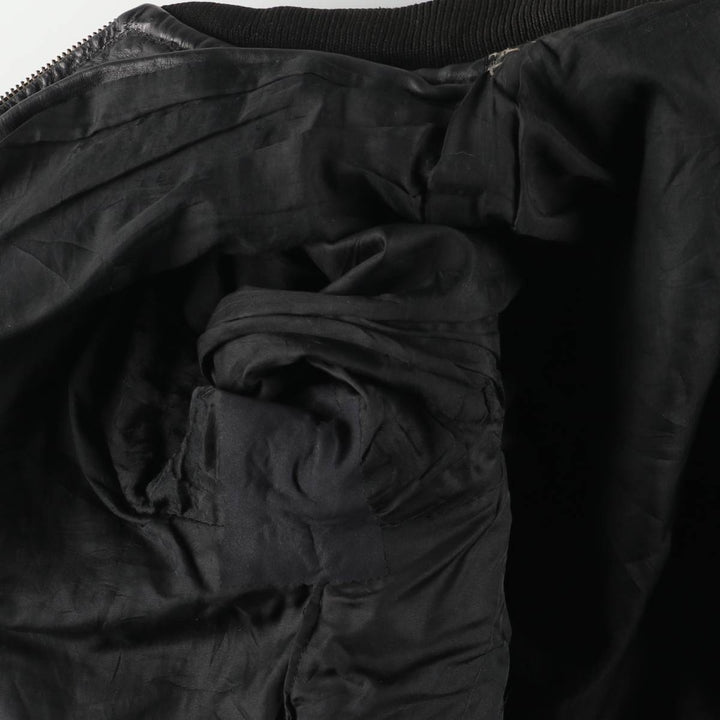 Padded leather blouson, men's size XL unclear black type Vintage Second Hand