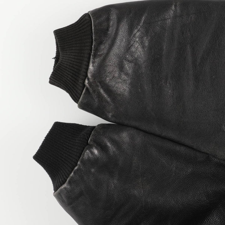 Padded leather blouson, men's size XL unclear black type Vintage Second Hand