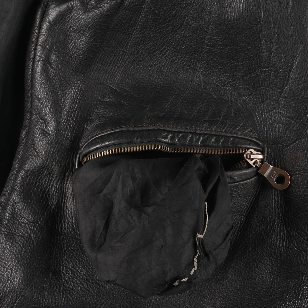 Padded leather blouson, men's size XL unclear black type Vintage Second Hand