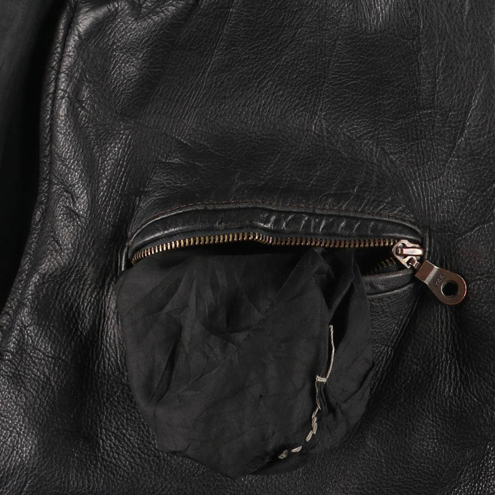 Padded leather blouson, men's size XL unclear black type Vintage Second Hand