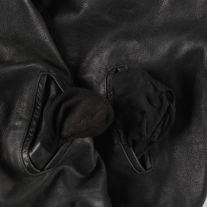 Padded leather blouson, men's size XL unclear black type Vintage Second Hand